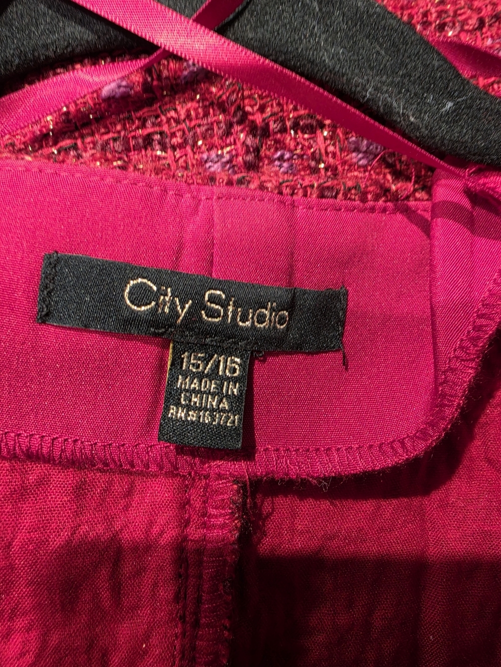 City Studio Red Tweed Mini Dress Jacket NWOT SZ 15/16 image 4